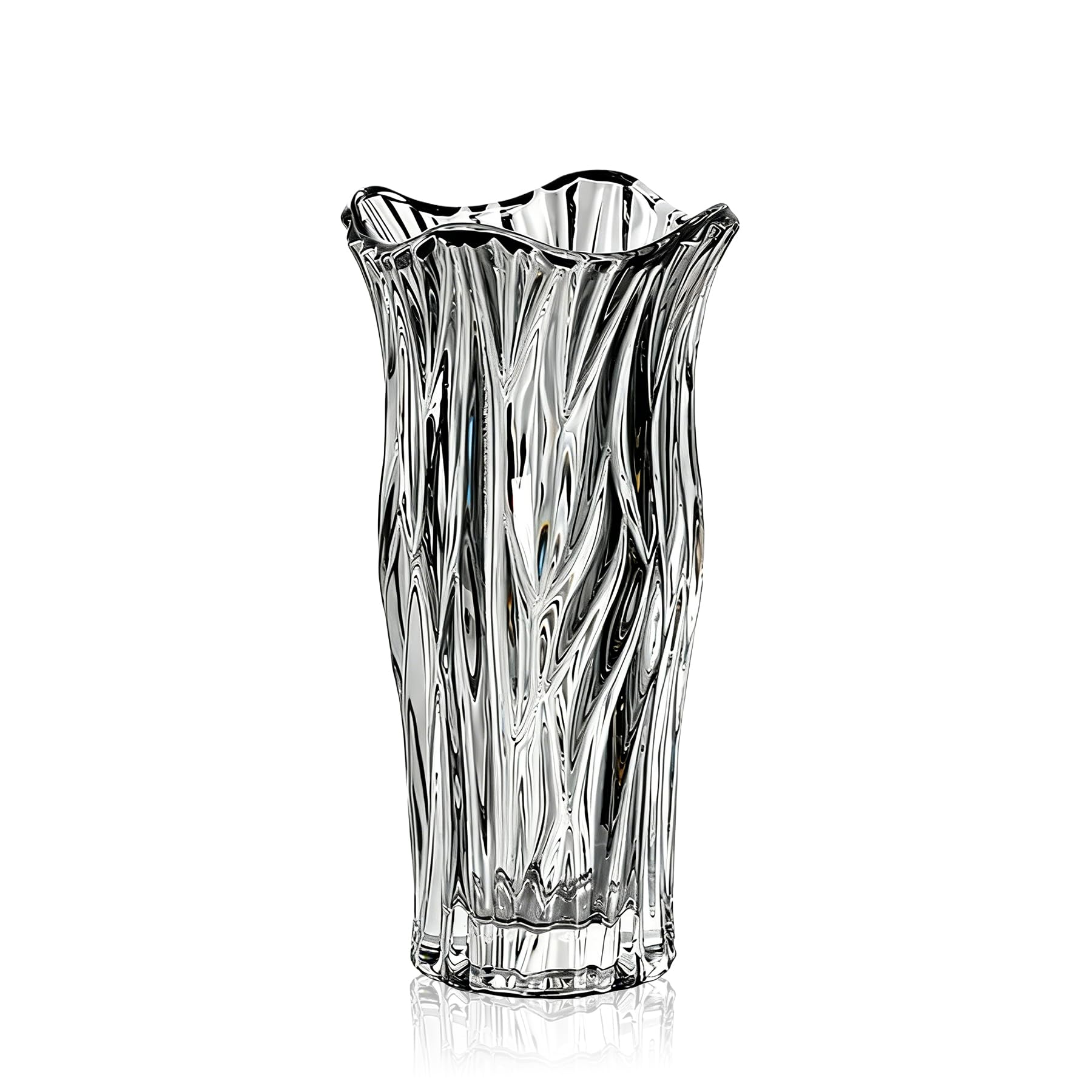 Clear Glass Floral Vase, 9.1-inch