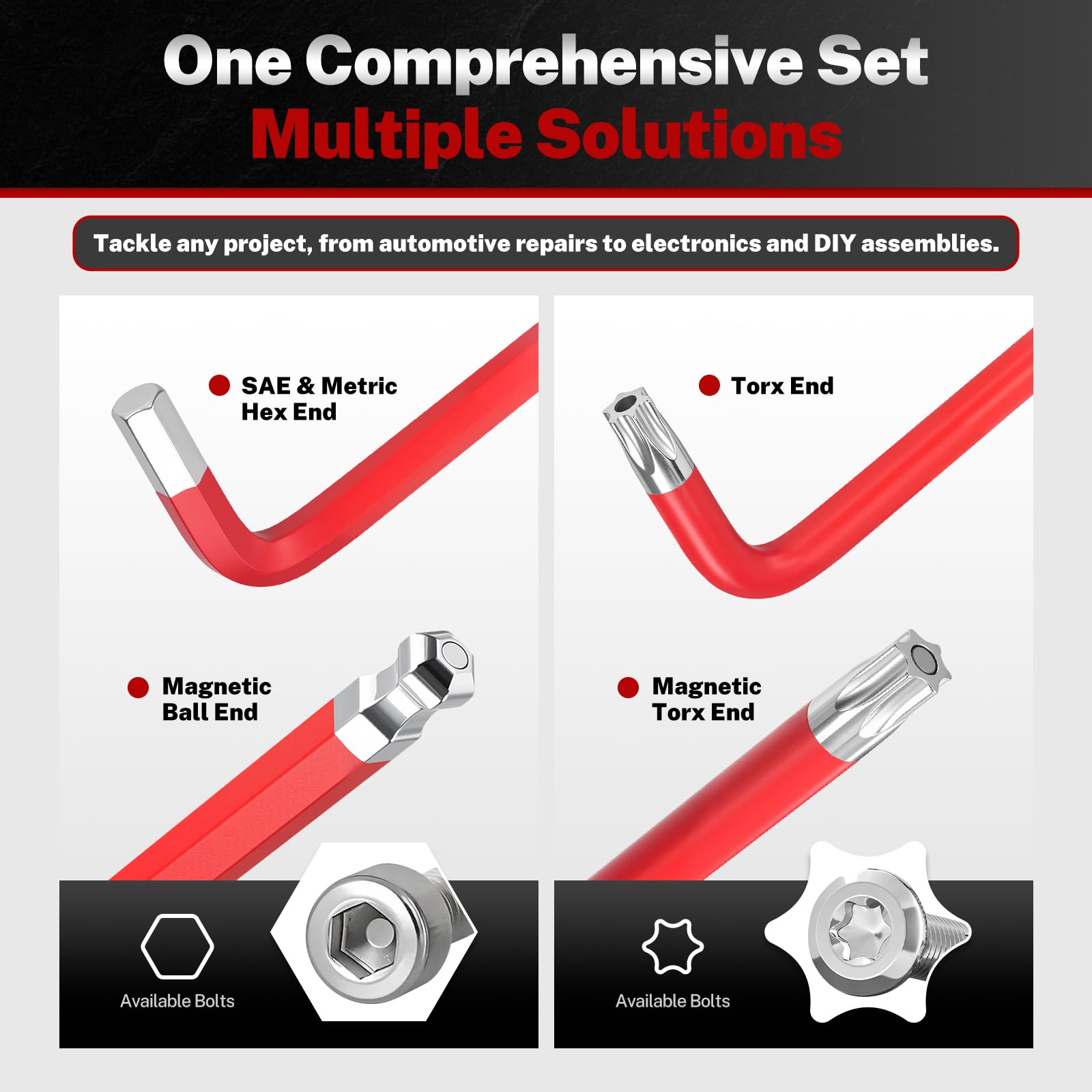S2 Steel Magnetic Ball End Hex Key Set