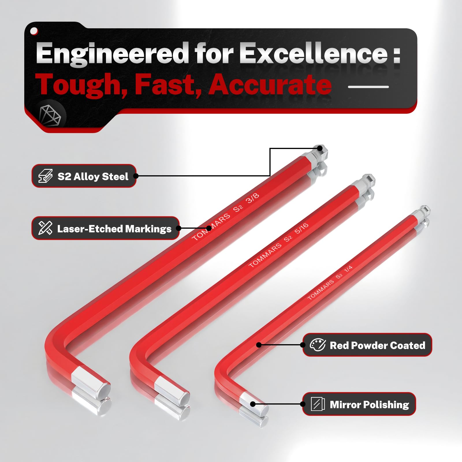 S2 Steel Magnetic Ball End Hex Key Set