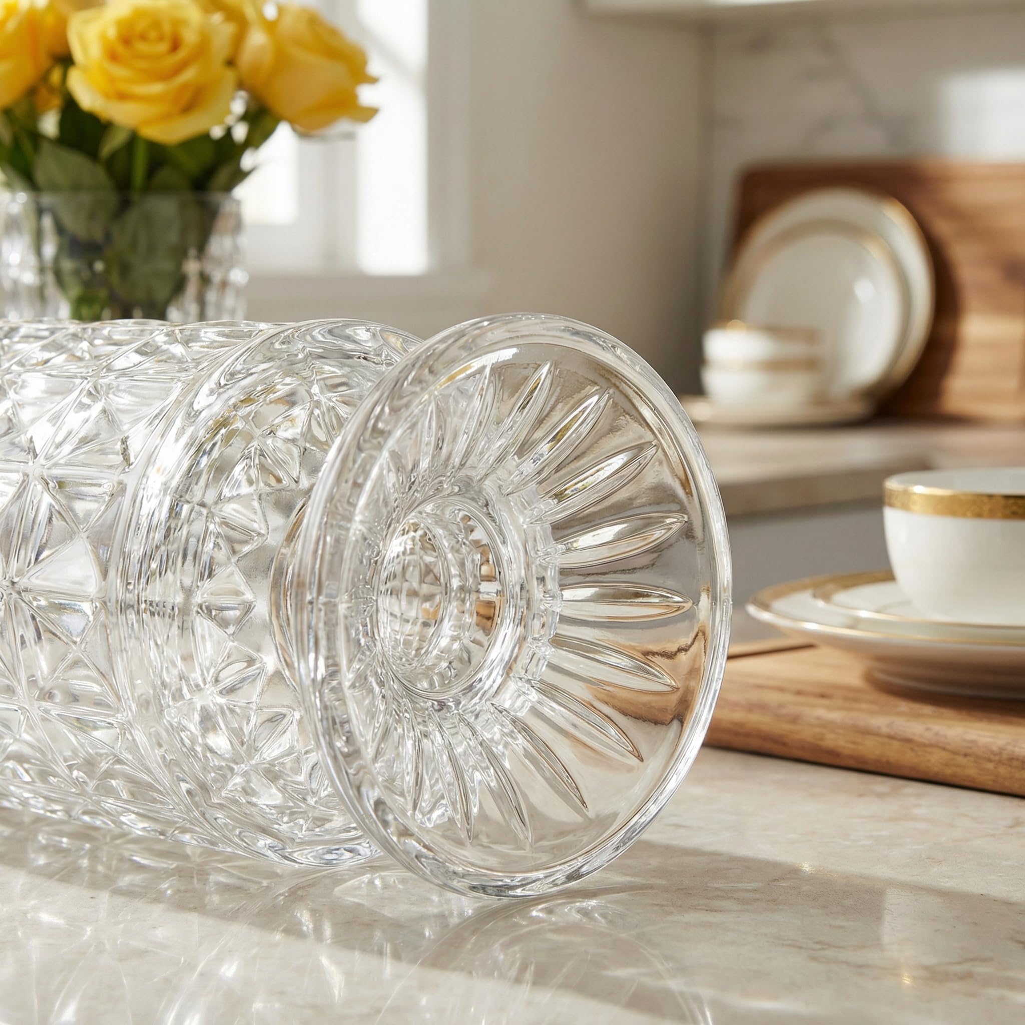 7-Inch Embossed Crystal Glass Vases